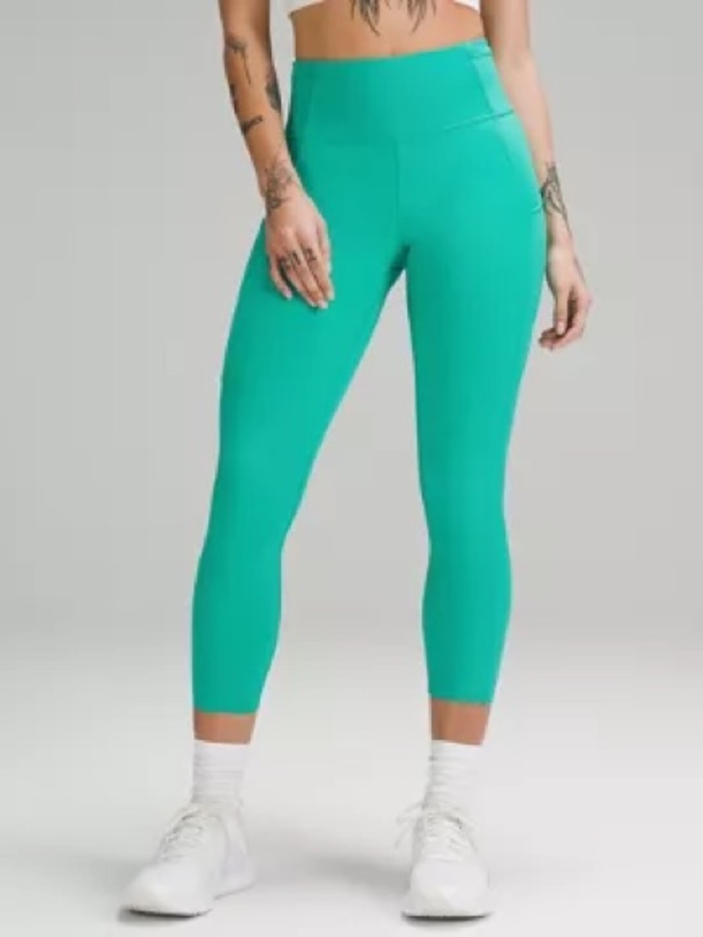 Athleta Salutation Stash High Rise 7/8 Tight Bright Jade Leggings Large